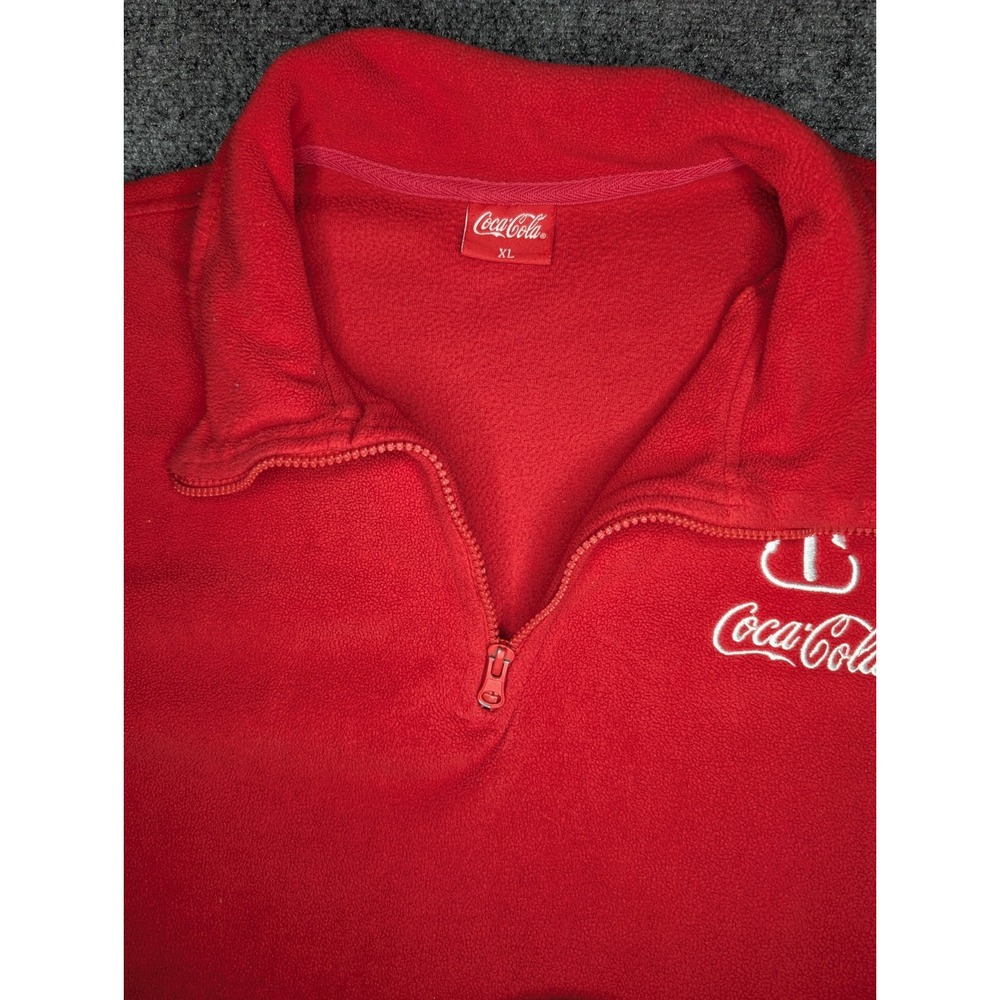 Coca Cola Brand Mens Long Sleeve Fleece Quart Zip Pull Over Size XL Extra Large - Picture 3 of 9